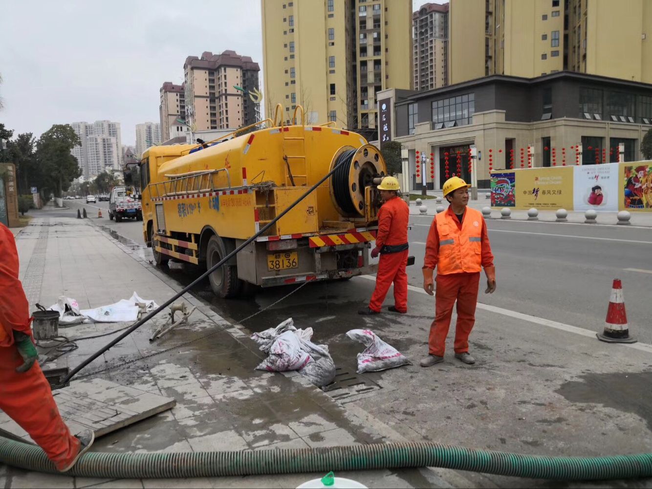 蒋场镇排污管道清淤-管道清洗